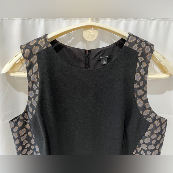 Anne Taylor color block dress, black with stylized leopard print. Size 12 EUC - Picture 11 of 13